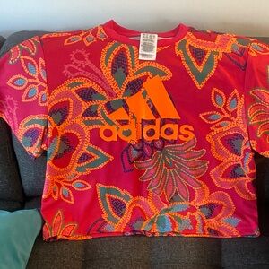Adidas women’s Farm pink and Orange Floral Tee